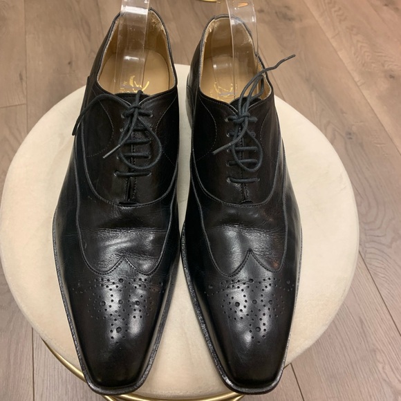 DUCA Black Leather Dress Shoes Size 44/ US 10 - Picture 2 of 15